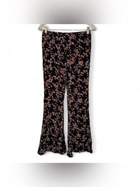 BILLABONG Black floral print flare rayon pants sz S ✨
